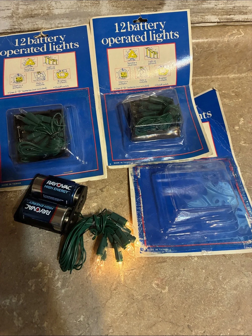 Unbranded Green Battery-Operated String Lights - Warm White Bulbs 3 Packages